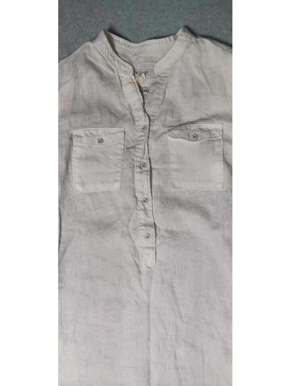 Malvin I Love Linen Partial Button Up Tunic Top Womens Size M Ivory Coastal - Picture 9 of 11